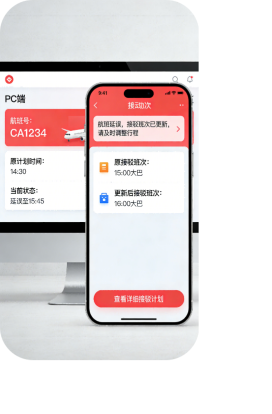 航班联动提醒，动态调整行程