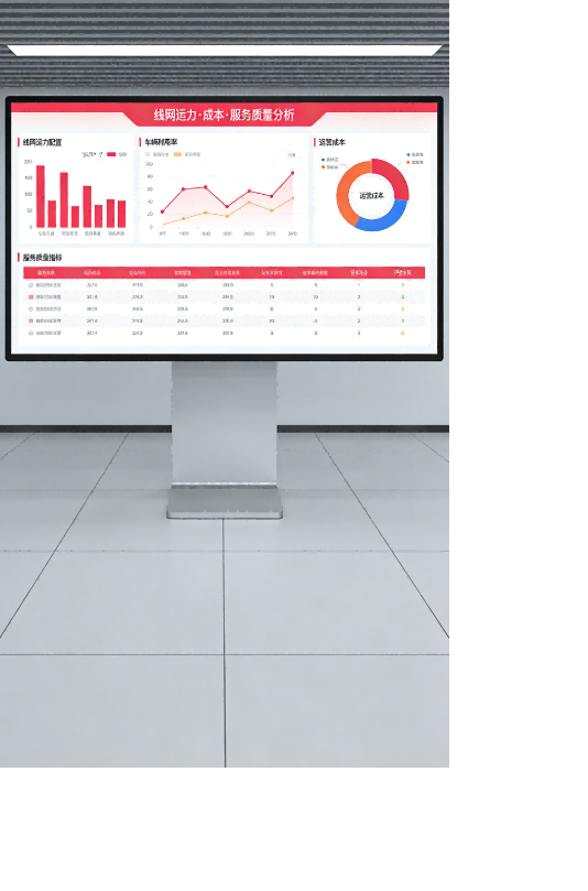 线网运力、成本、服务质量分析大屏